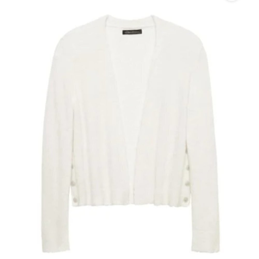 BANANA REPUBLIC Ivory and Gray Alpaca Blend Side Button Cardigan Size Small